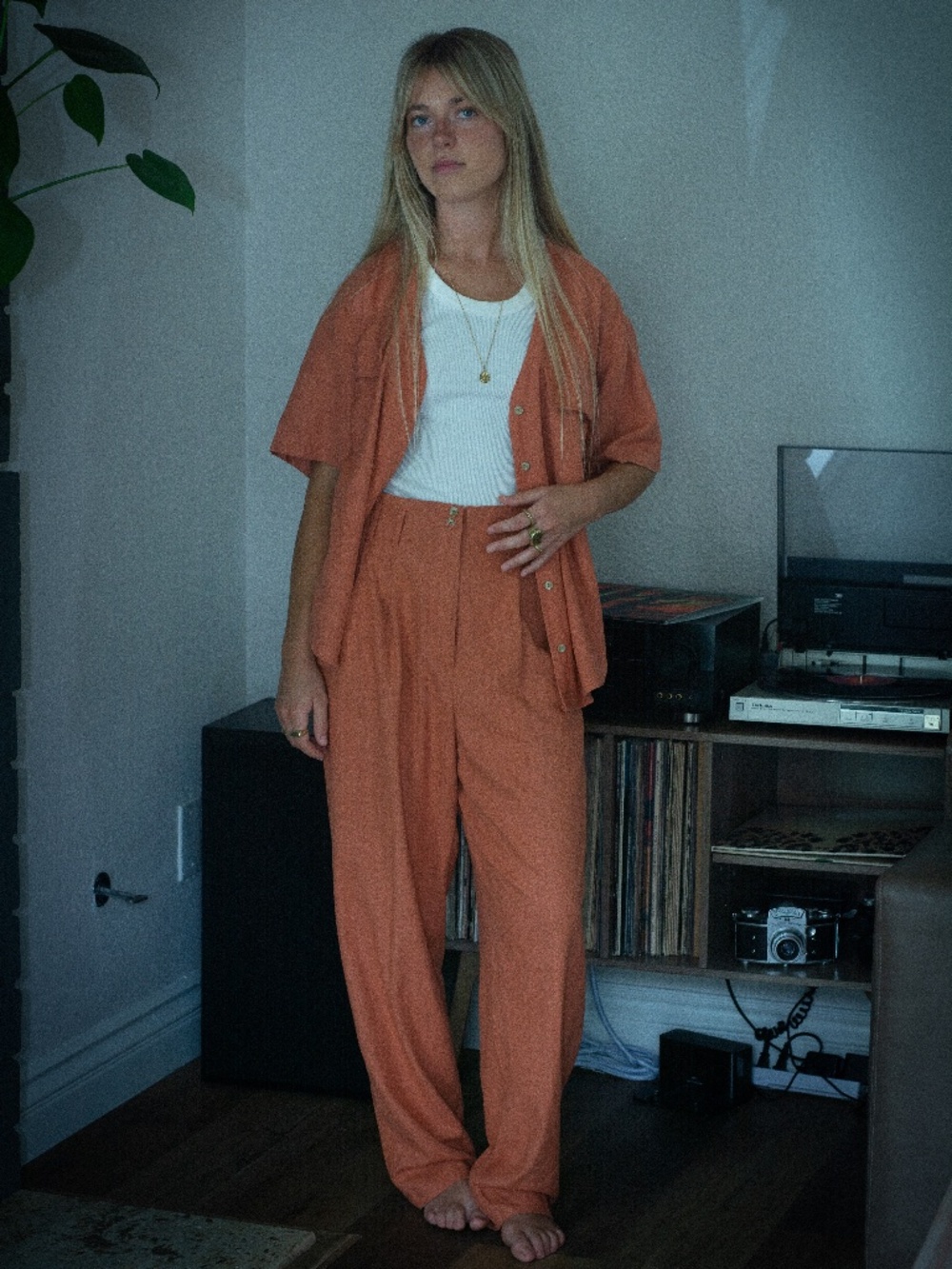 Vintage Coral Silk Set